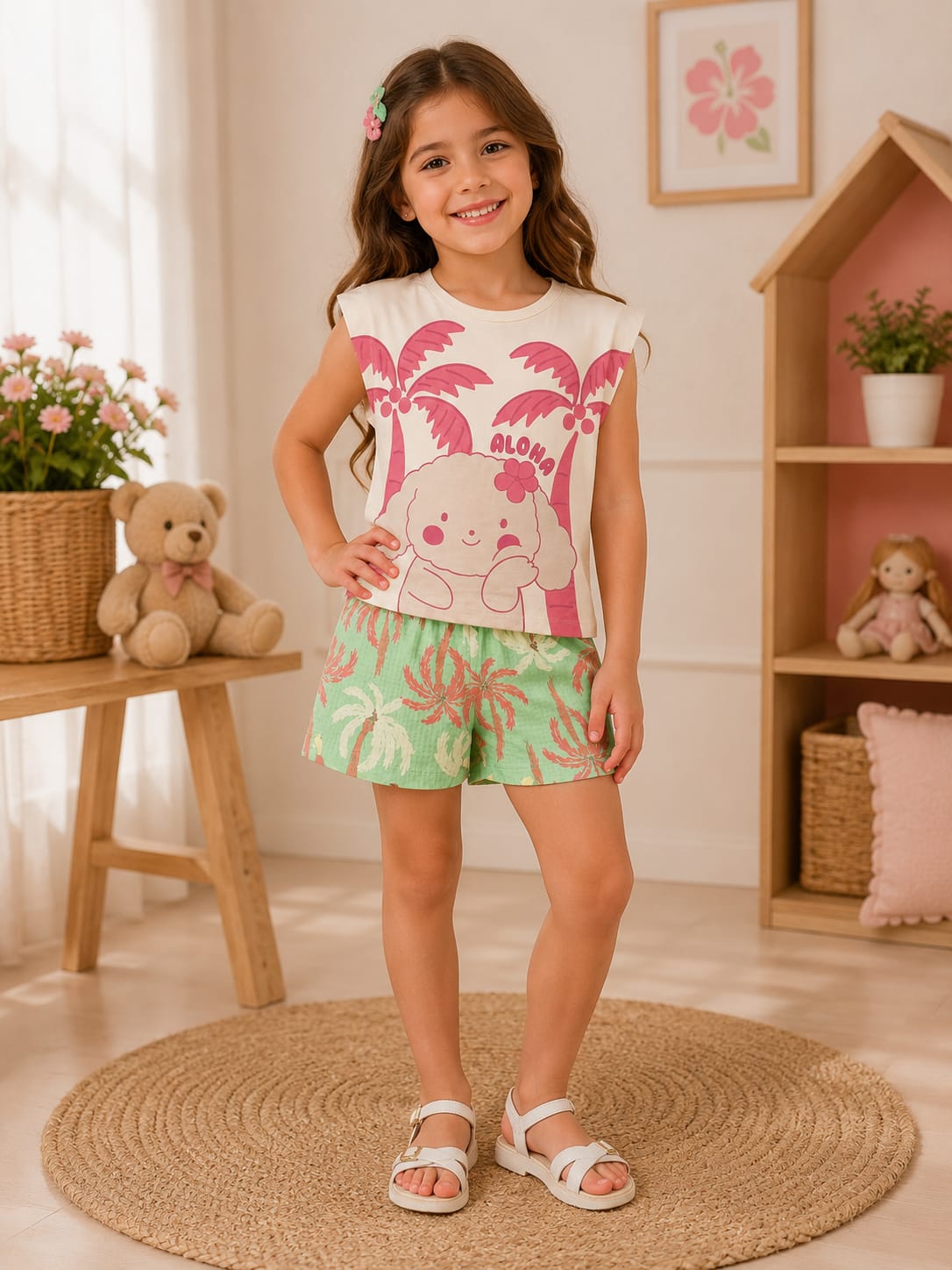 6 anos - Conj. Blusa e Short em Malha